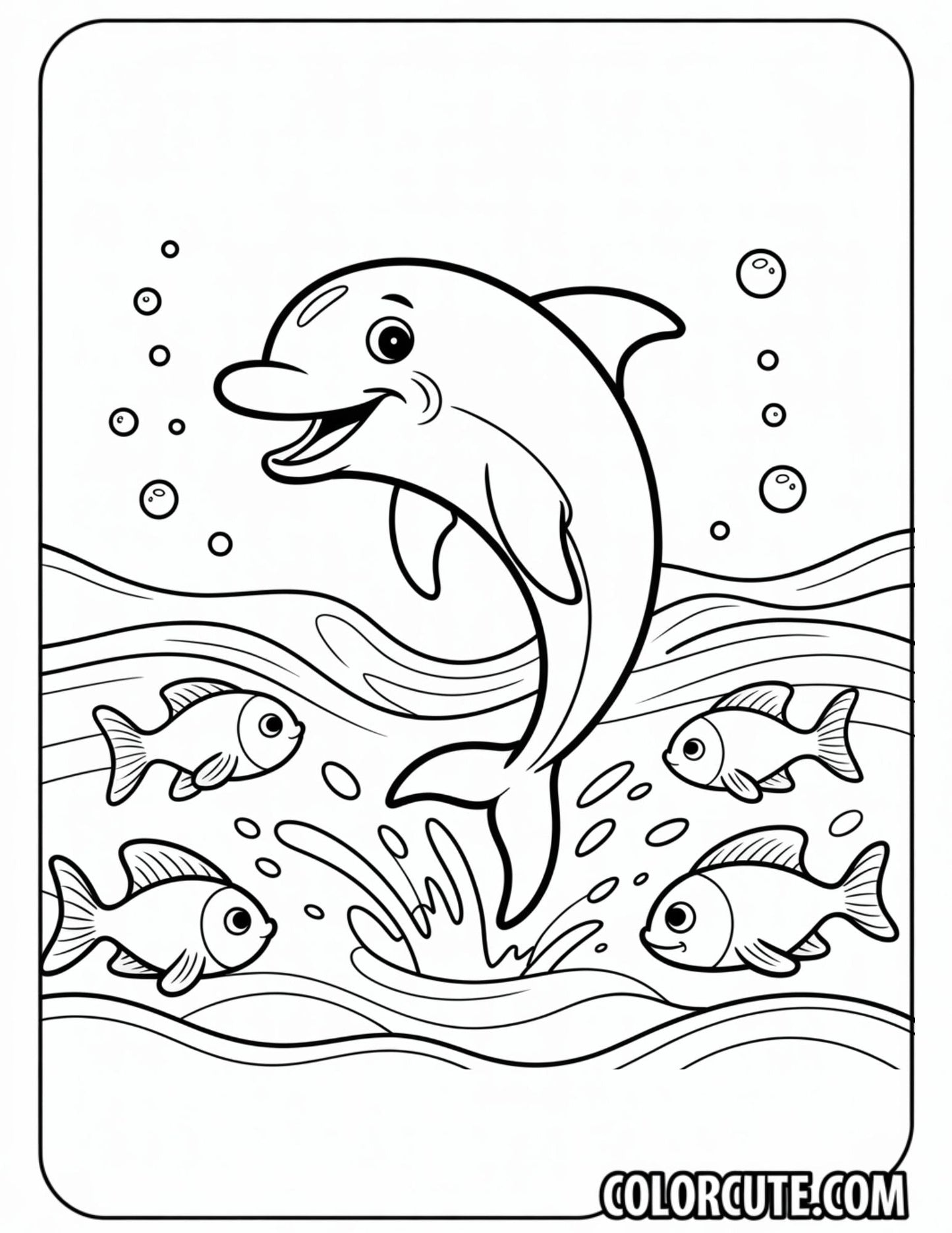 Jumping Dolphin Coloring Page | Free PDF Printables