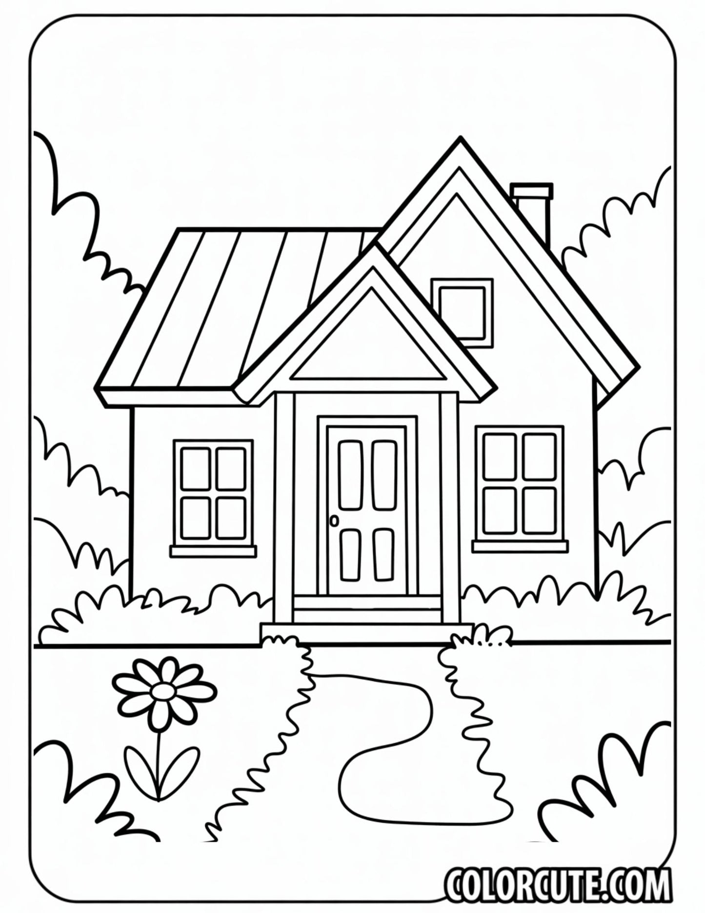 Simple House Coloring Pages | Free PDF Printables