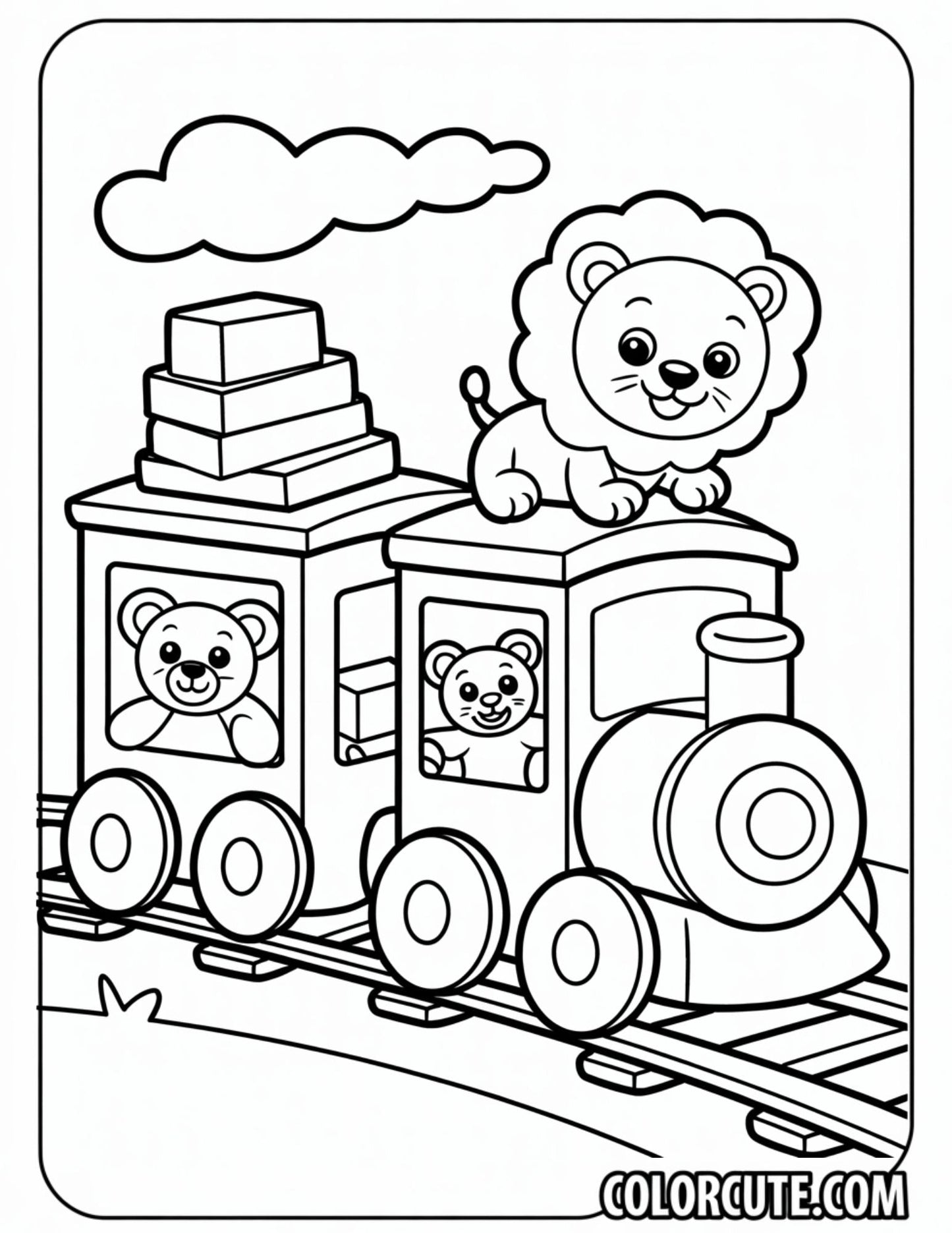 Toy Train Coloring Page - Free PDF Printables
