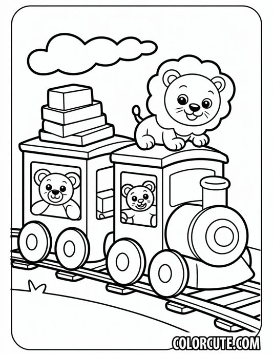 Toy Train Coloring Page - Free PDF Printables