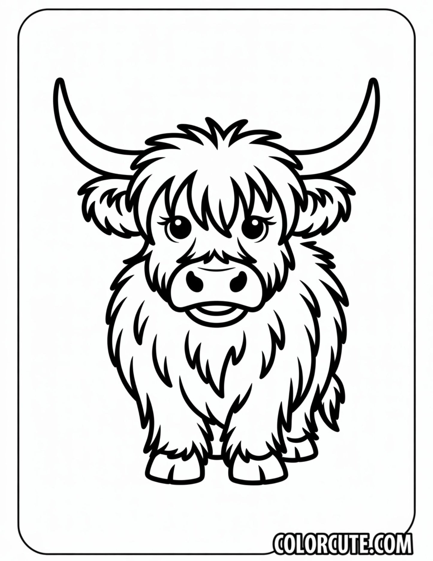 Baby Highland Cow Coloring Pages | Free PDF Printables