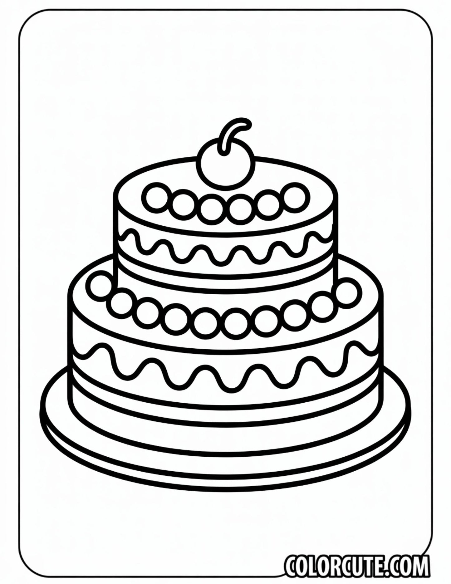Cake Easy Coloring Pages | Free PDF Printables