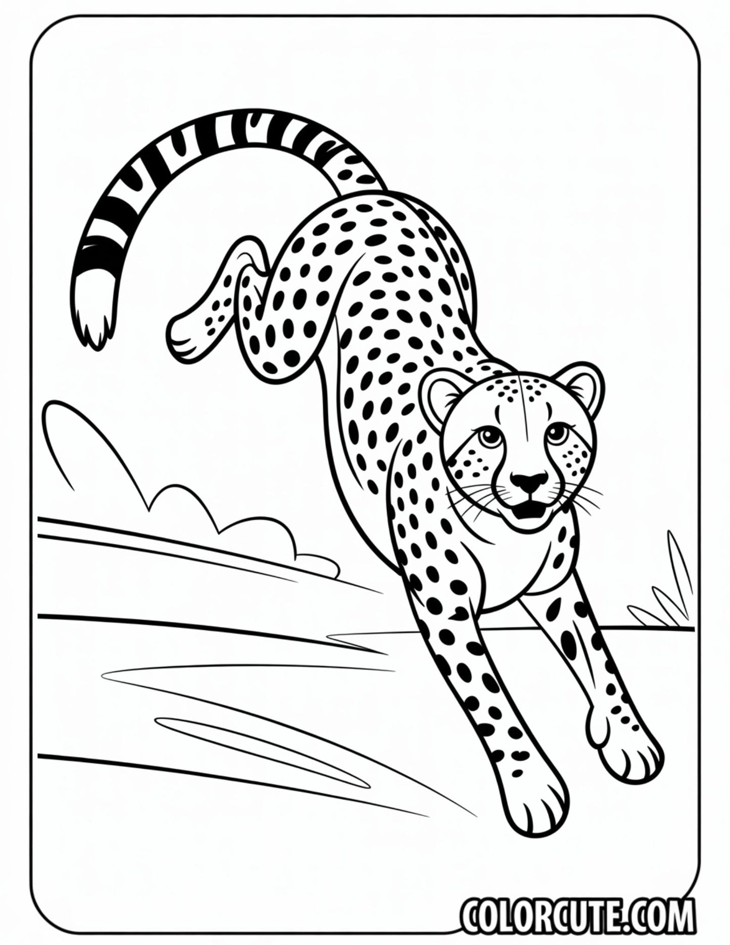 Cheetah Jumping Coloring Pages | Free PDF Printables