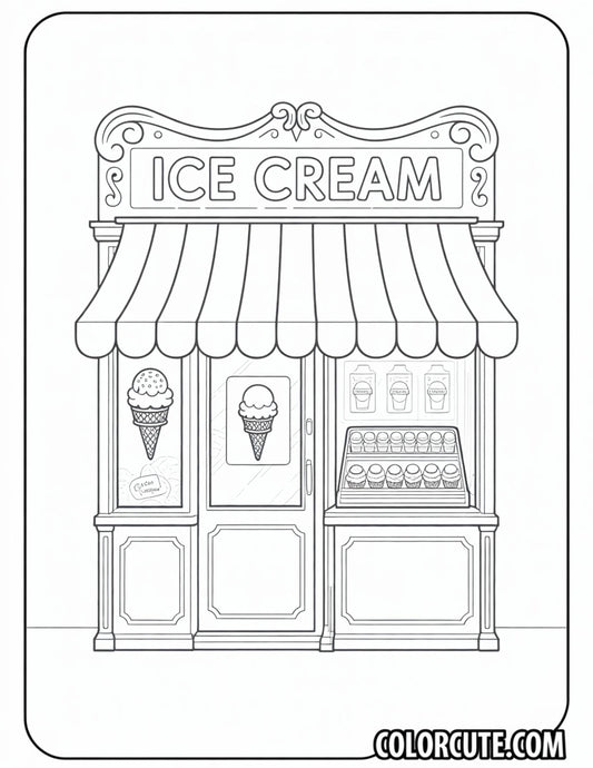 Ice Cream Shop Coloring Page | Free PDF Printables