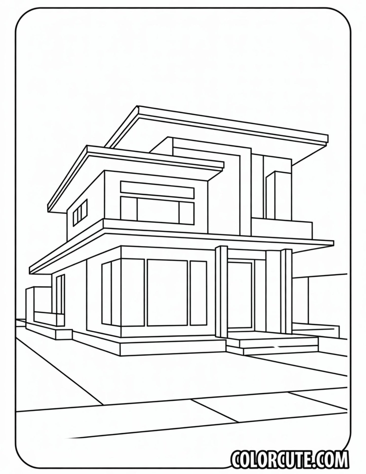 Modern House Coloring Pages | Free PDF Printables