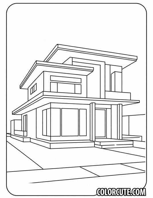 Modern House Coloring Pages | Free PDF Printables