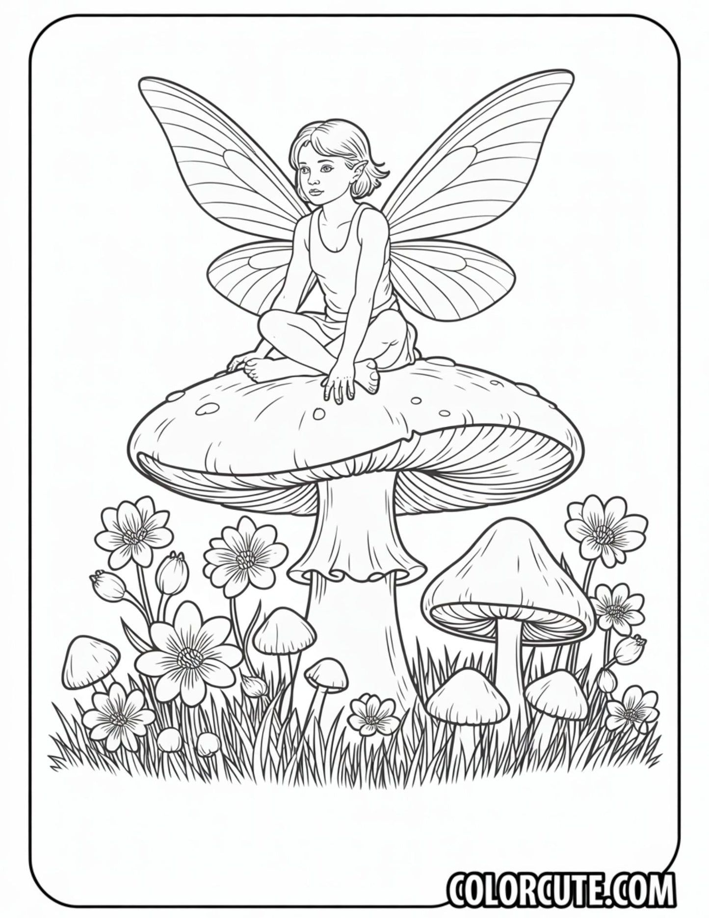 Mushroom and Fairy Coloring Pages | Free PDF Printables