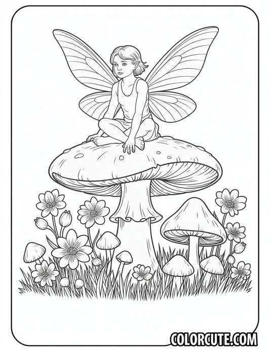 Mushroom and Fairy Coloring Pages | Free PDF Printables