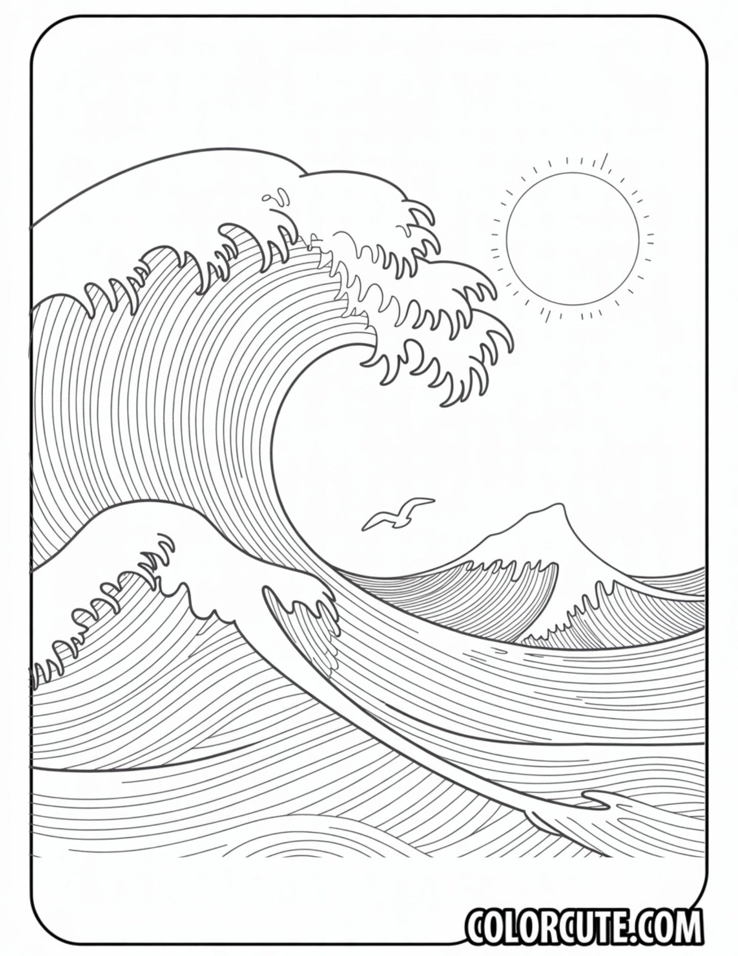 Ocean Wave Summer Coloring Pages | Free PDF Printables