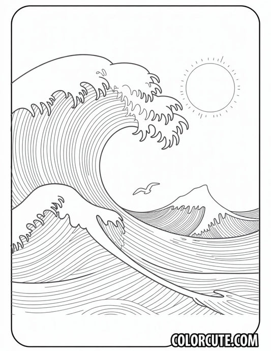 Ocean Wave Summer Coloring Pages | Free PDF Printables
