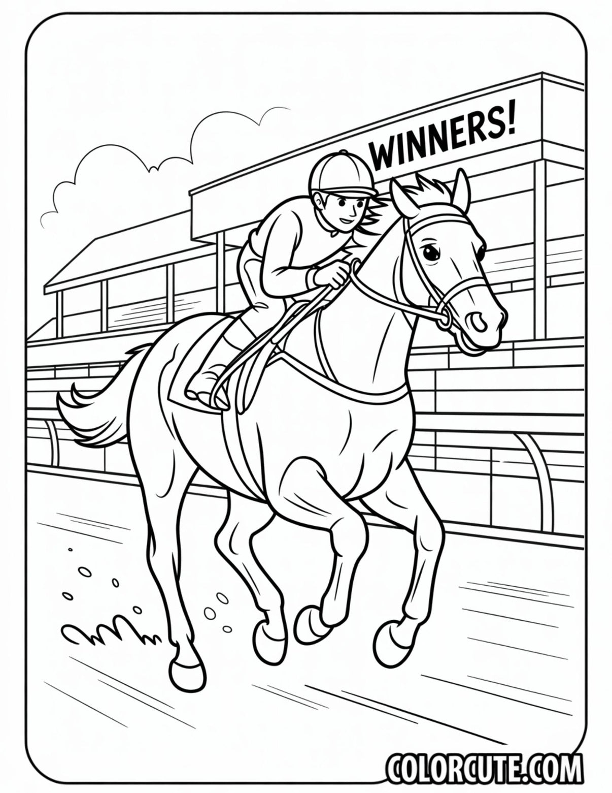 Racing Horse Coloring Pages Free PDF Printables Color Cute Free