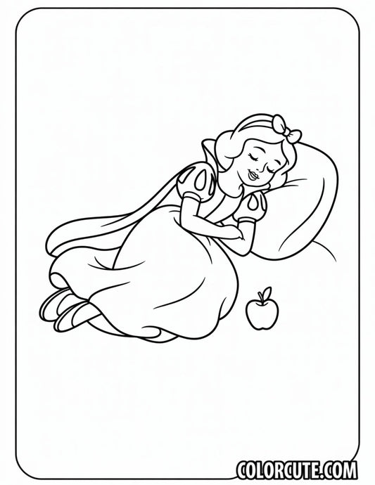 Sleeping Snow White Coloring Page | Free PDF Printables