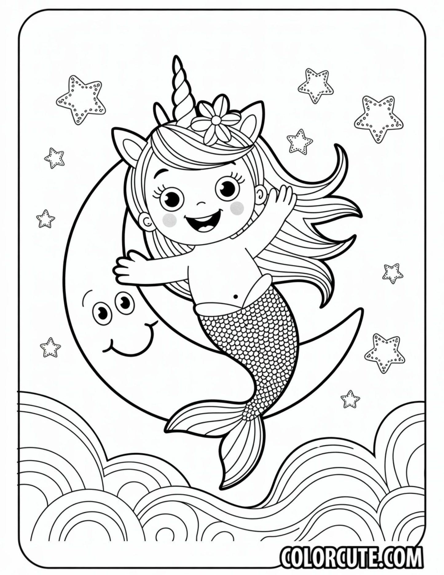Unicorn Mermaid Coloring Pages | Free PDF Printables