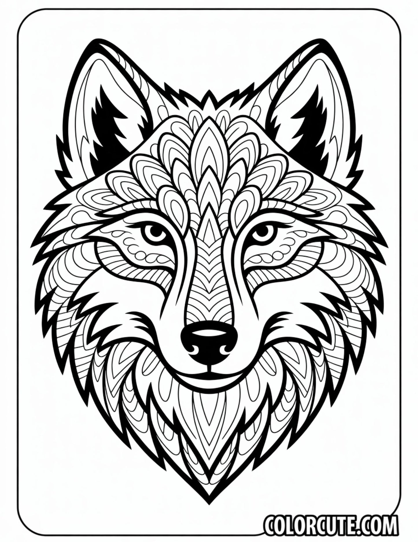 Wolf Face Coloring Page | Free PDF Printables