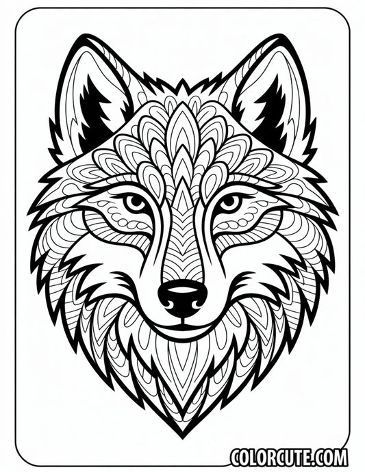 Wolf Face Coloring Page | Free PDF Printables