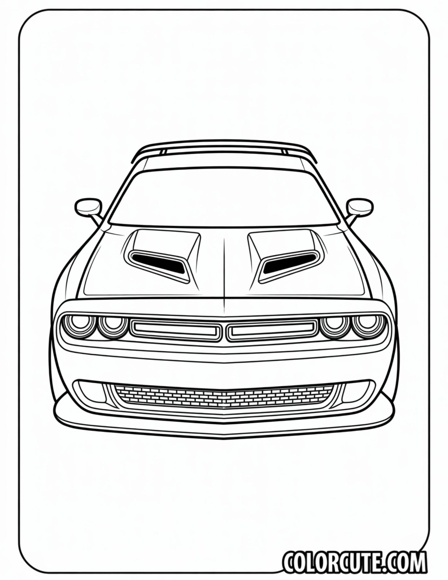 Challenger Car Coloring Page | Free PDF Printables