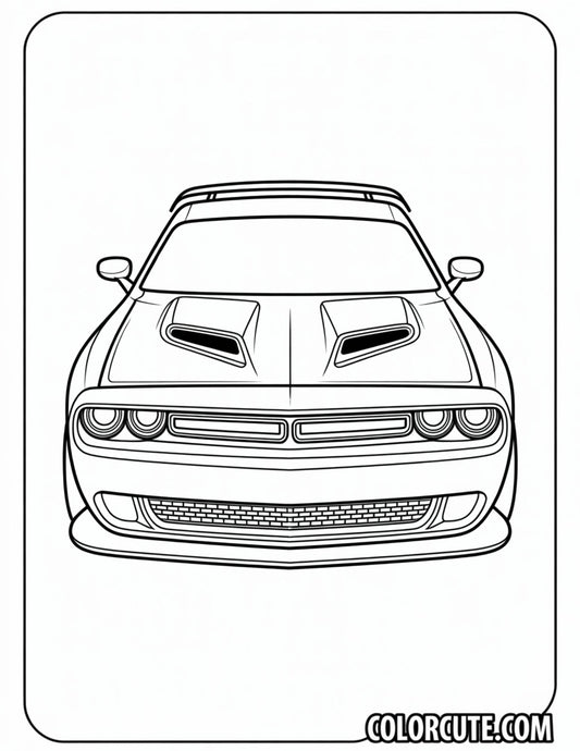 Challenger Car Coloring Page | Free PDF Printables