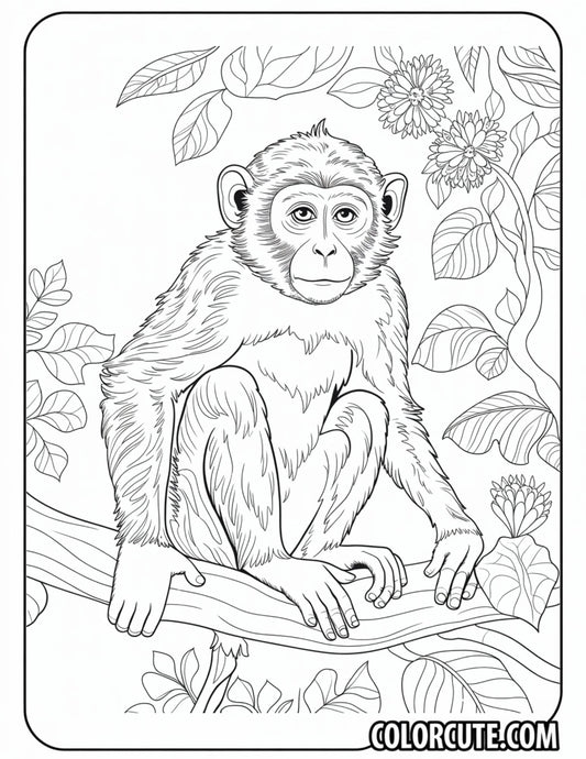 Chimpanzee Monkey Coloring Page Free PDF Printables