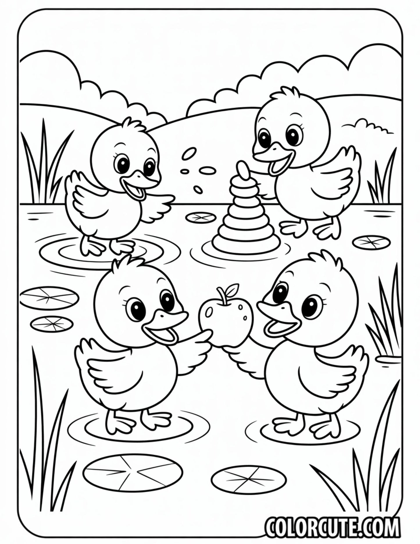 Duck Cozy Friends Coloring Pages | Free PDF Printables