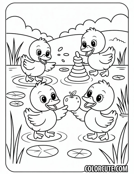 Duck Cozy Friends Coloring Pages | Free PDF Printables