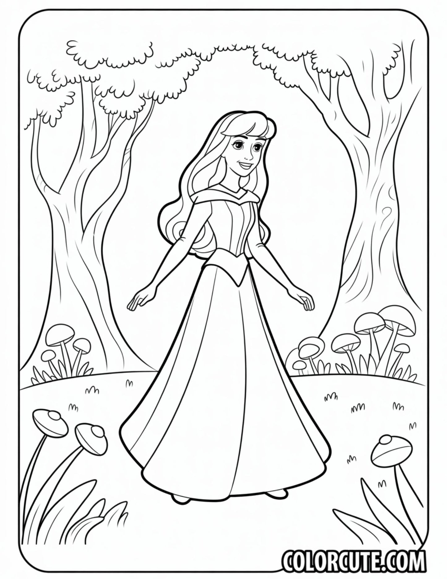 Forest Aurora Adventure Coloring Page | Free PDF Printables