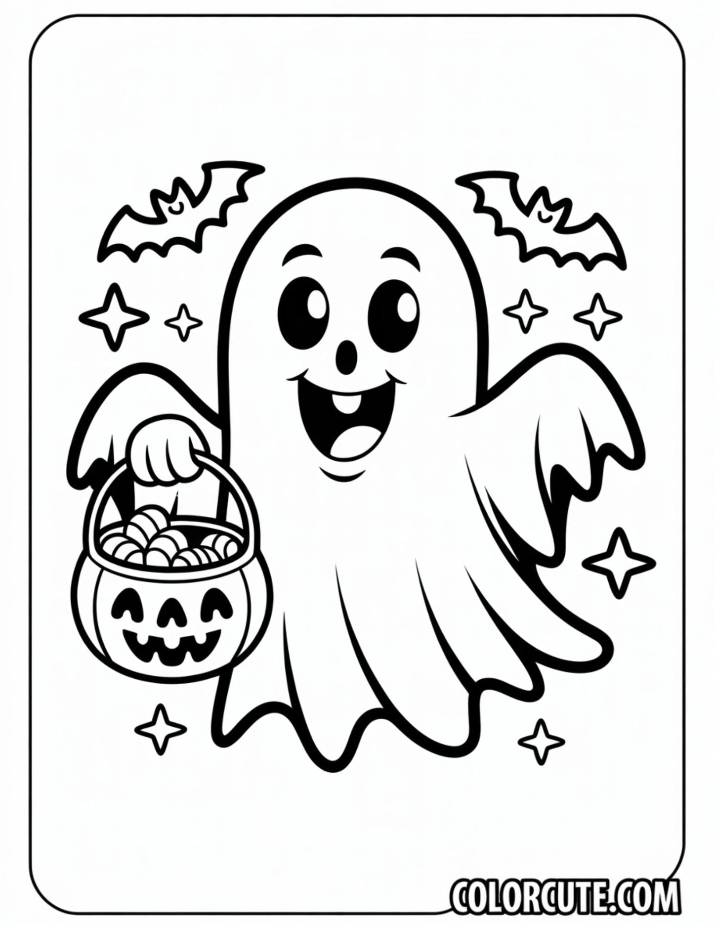 Cute Halloween Ghost Coloring Pages | Free PDF Printables