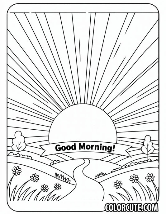 Rising Sun Coloring Page | Free PDF Printables
