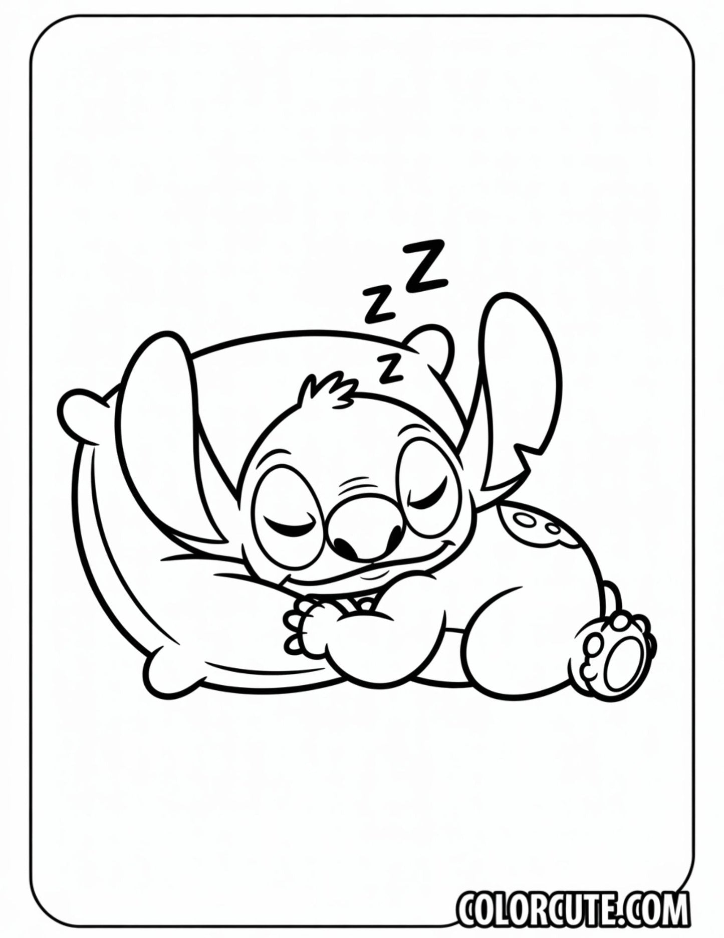 Sleeping Stitch Coloring Page | Free PDF Printables