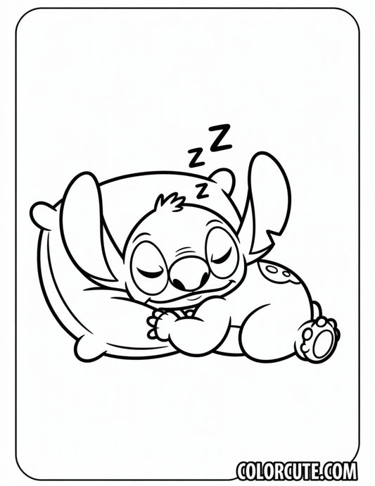 Sleeping Stitch Coloring Page | Free PDF Printables