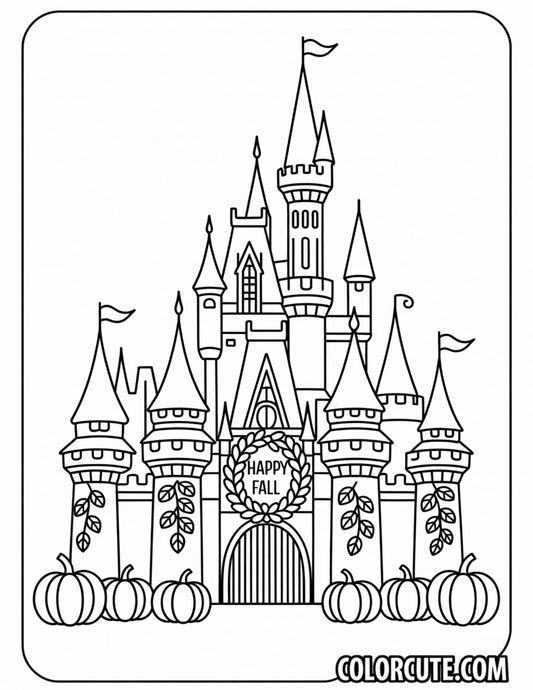 Thanksgiving Disney Castle Coloring Page | Free PDF Printables