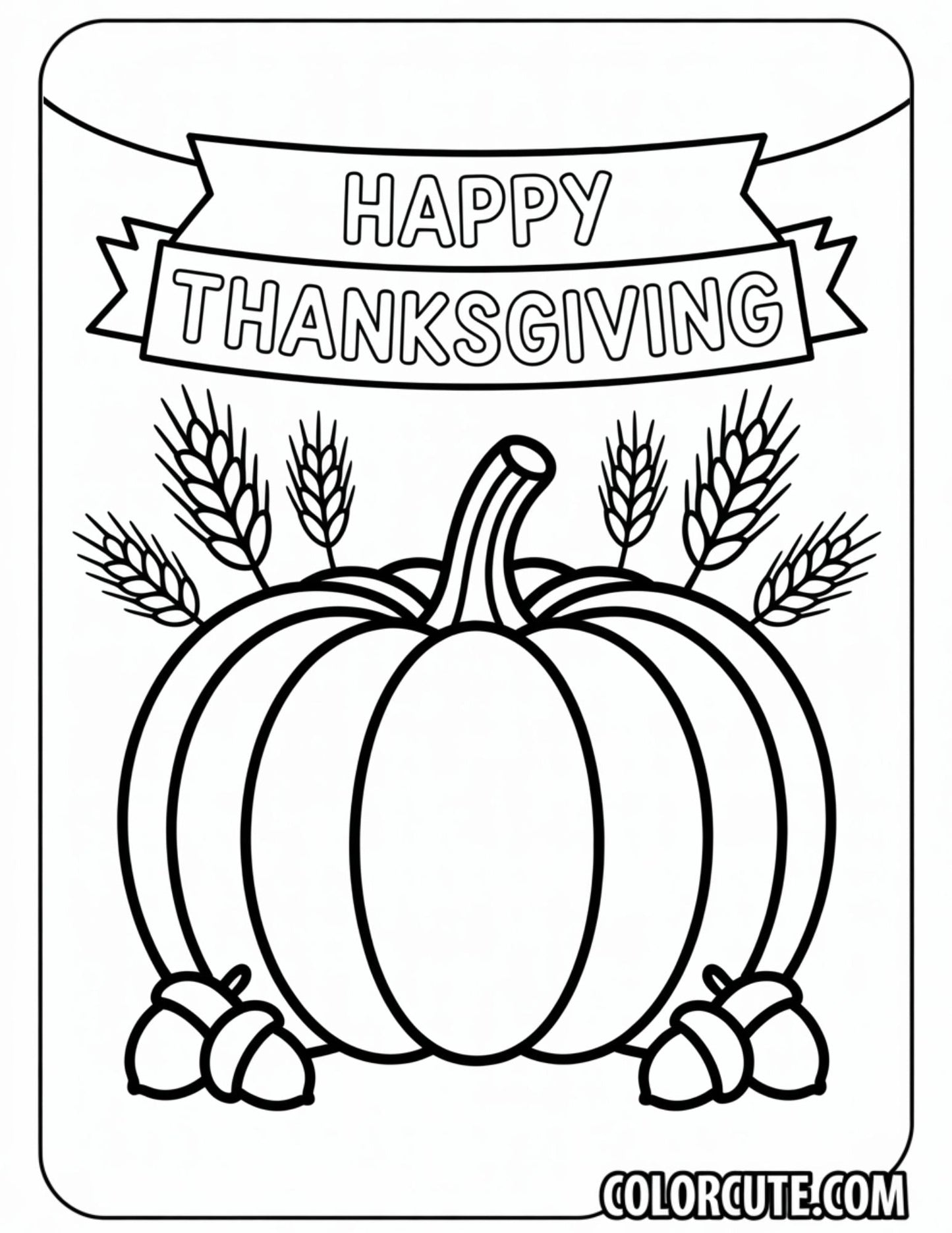 Thanksgiving Pumpkin Coloring Page | Free PDF Printables