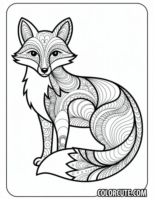 Zentangle Fox Coloring Pages | Free PDF Printables