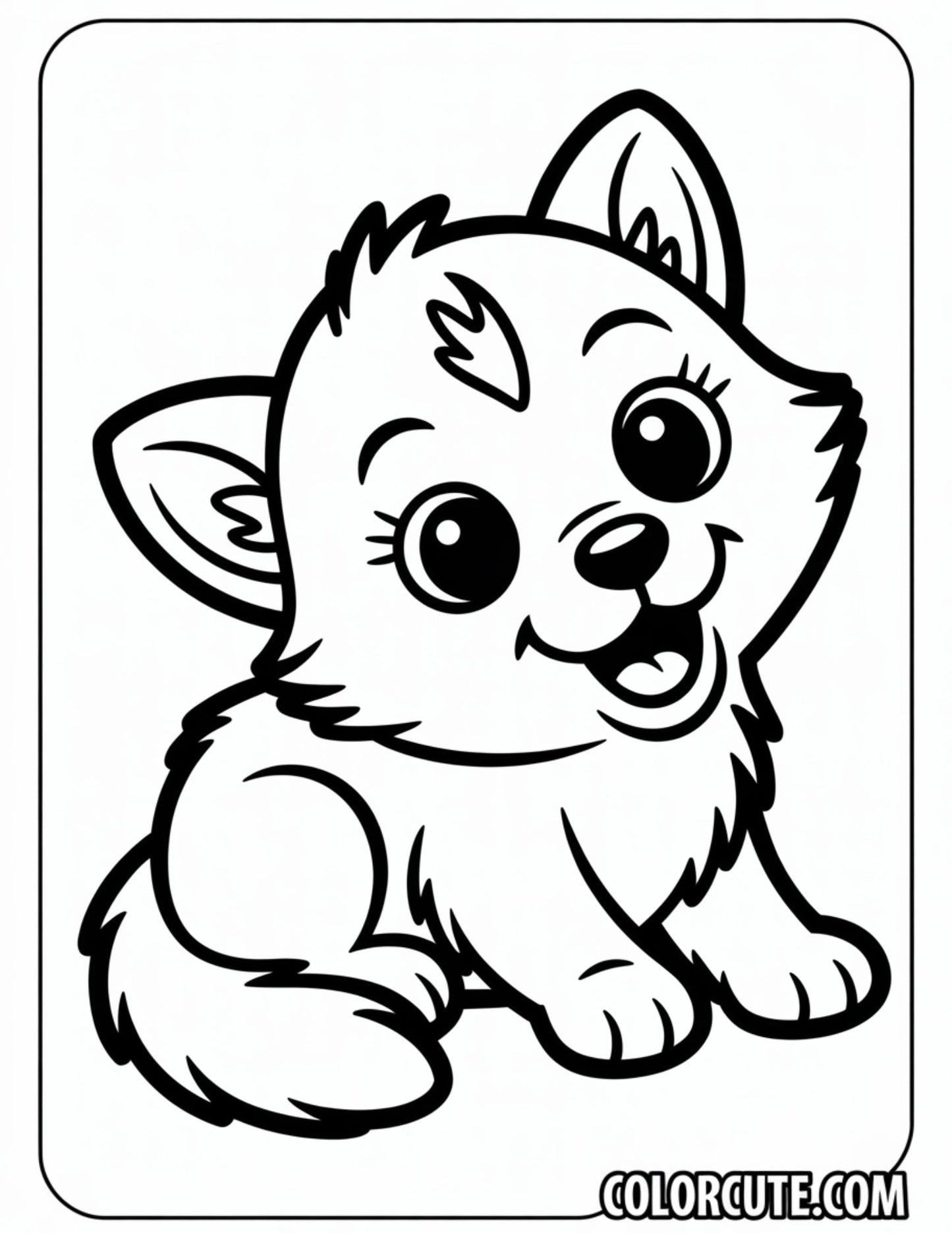 Baby Wolf Coloring Page | Free PDF Printables