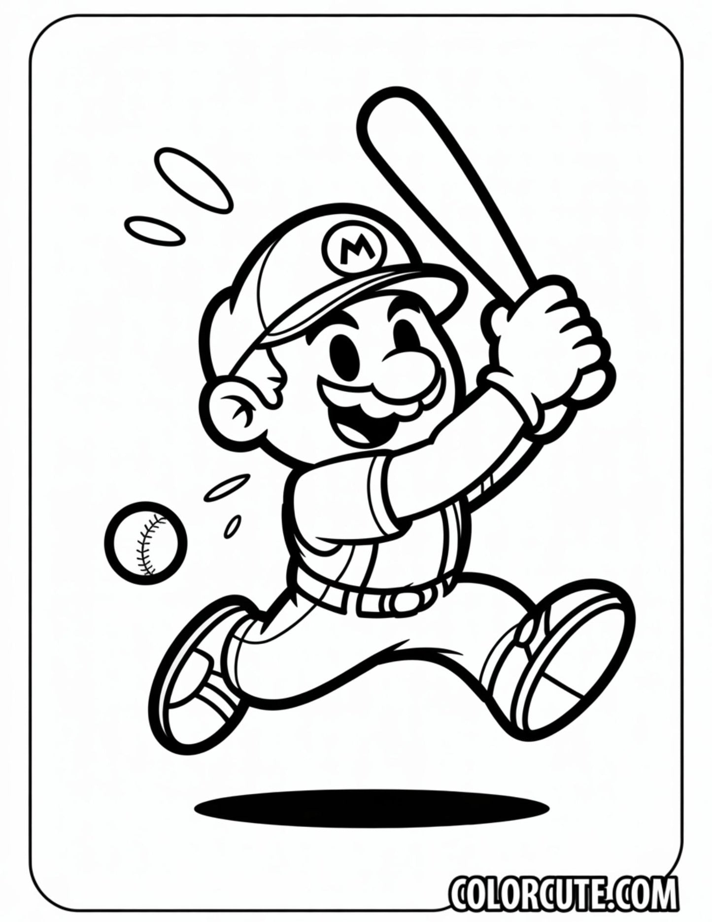 Baseball Mario Coloring Pages | Free PDF Printables