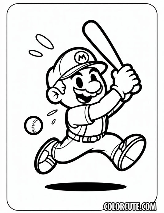Baseball Mario Coloring Pages | Free PDF Printables