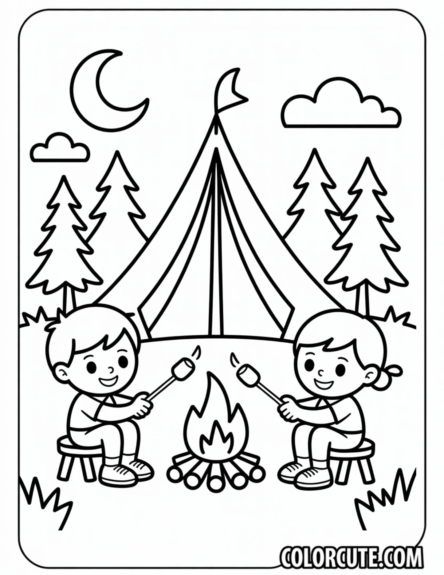Camping Preschool Coloring Page | Free PDF Printables