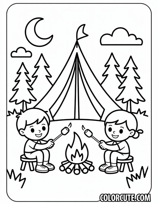 Camping Preschool Coloring Page | Free PDF Printables