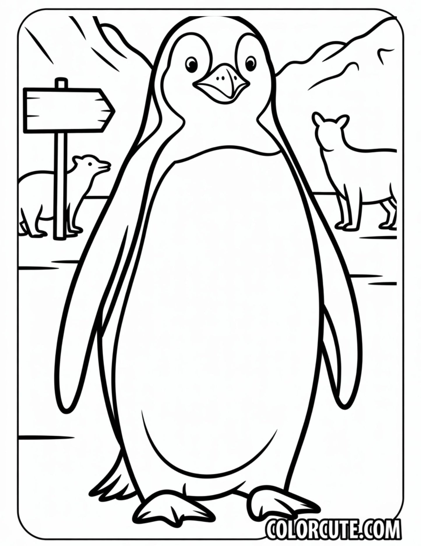 Cartoon Penguin Coloring Page | Free PDF Printables