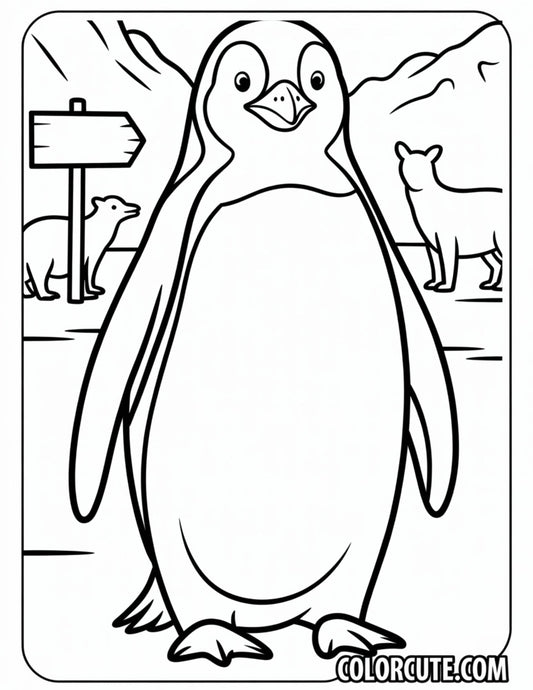 Cartoon Penguin Coloring Page | Free PDF Printables