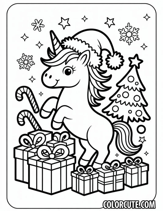 Christmas Unicorn Coloring Pages | Free PDF Printables