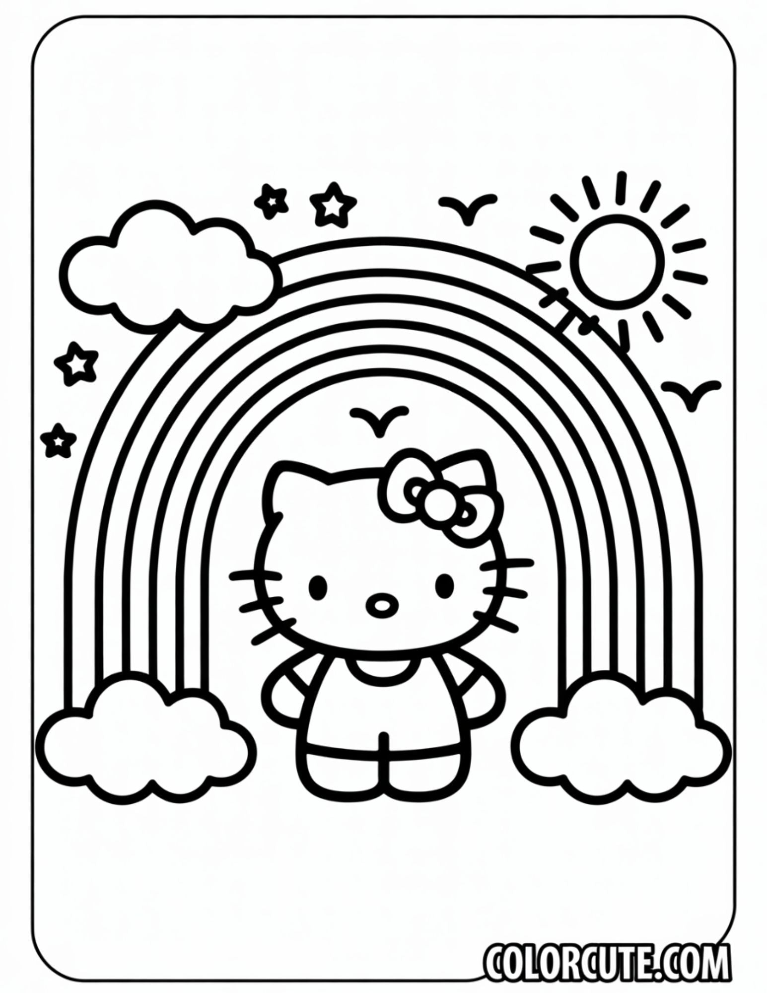 Hello Kitty Rainbow Coloring Page | Free PDF Printables – Color Cute ...