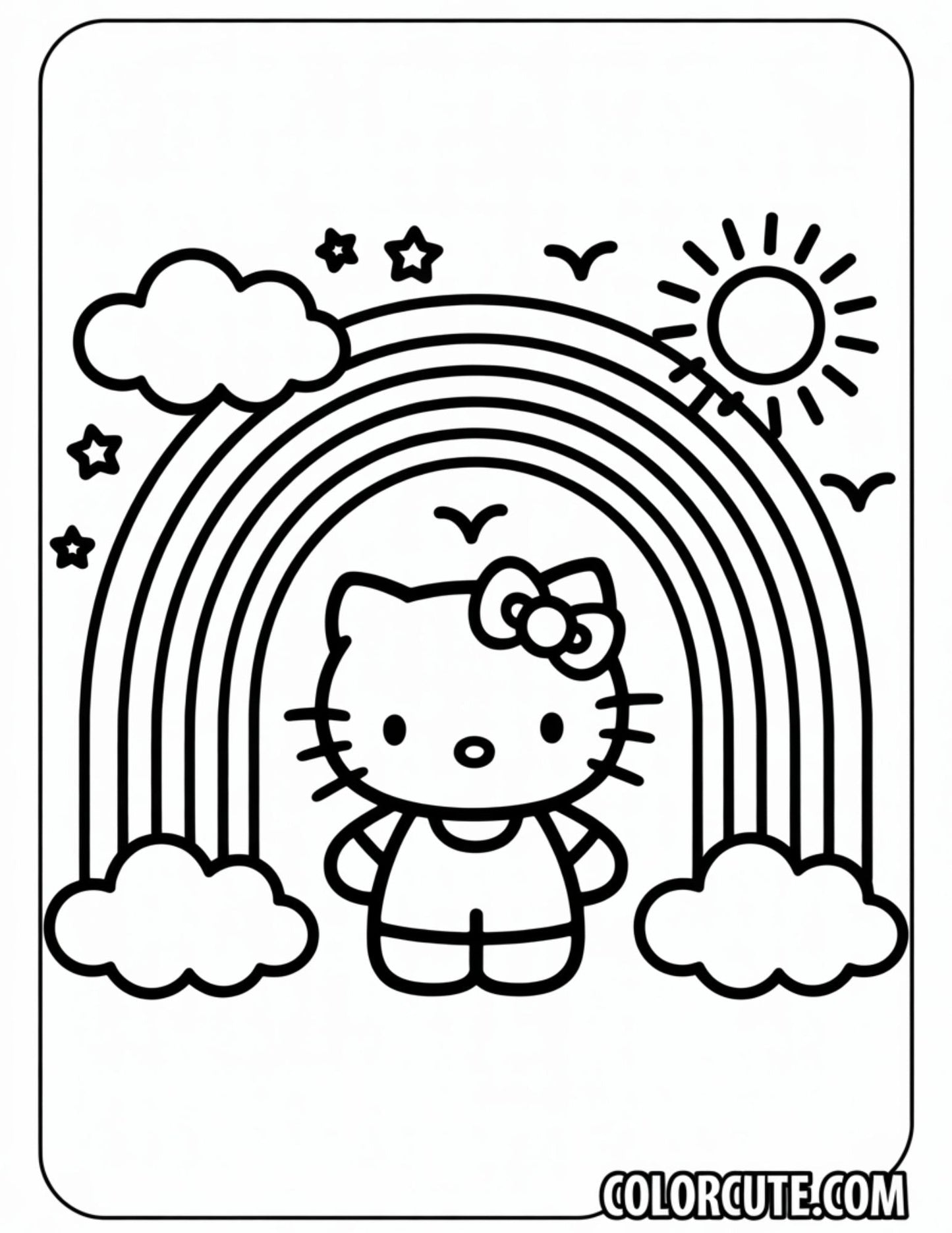 Hello Kitty Rainbow Coloring Page | Free PDF Printables