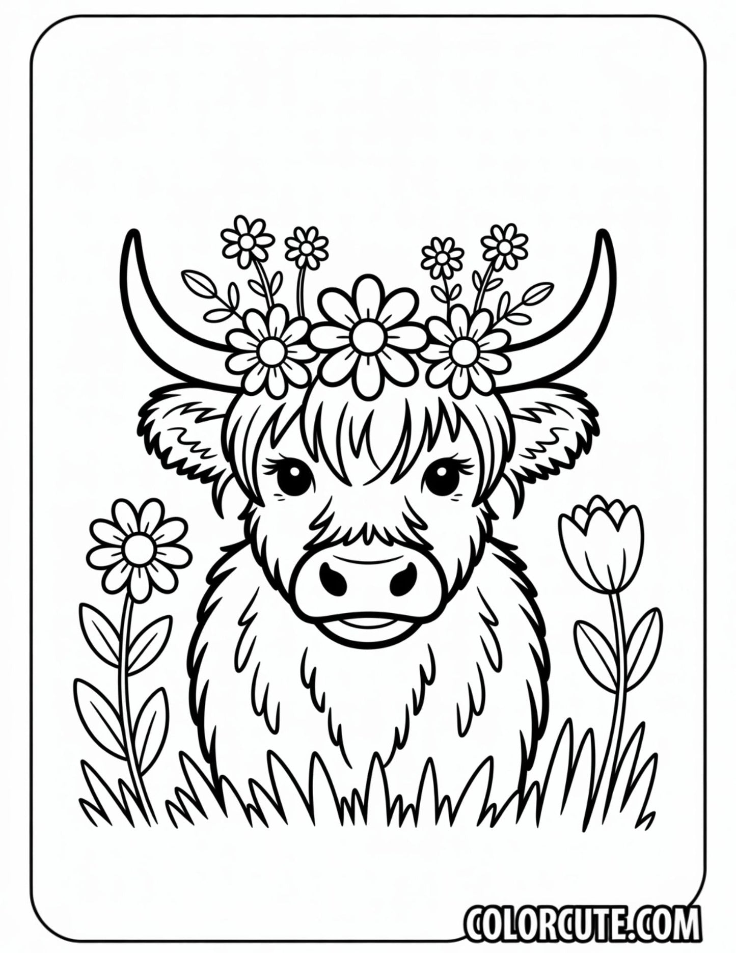 Scottish Highland Cow Coloring Pages | Free PDF Printables