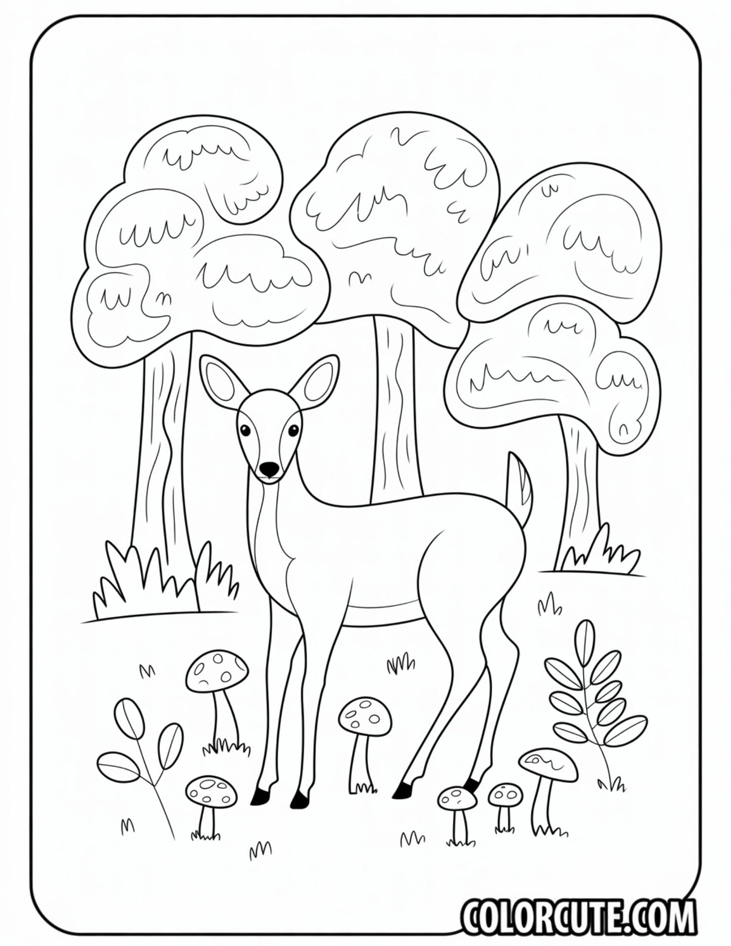 Woodland Deer Coloring Pages - Free PDF Printables