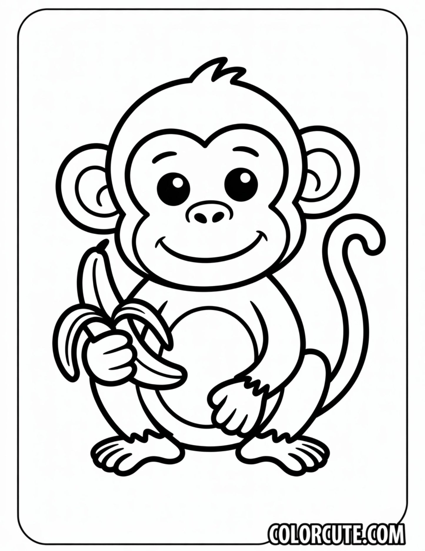 Cartoon Monkey Coloring Page Free PDF Printables