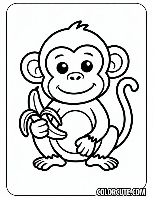 Cartoon Monkey Coloring Page Free PDF Printables
