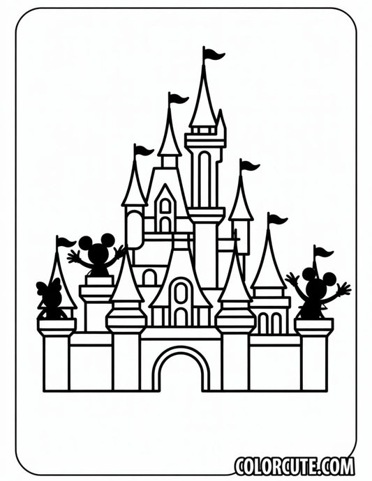 Disney Characters Castle Coloring Page | Free PDF Printables