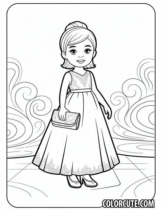 Evening Fashion Girl Coloring Pages | Free PDF Printables