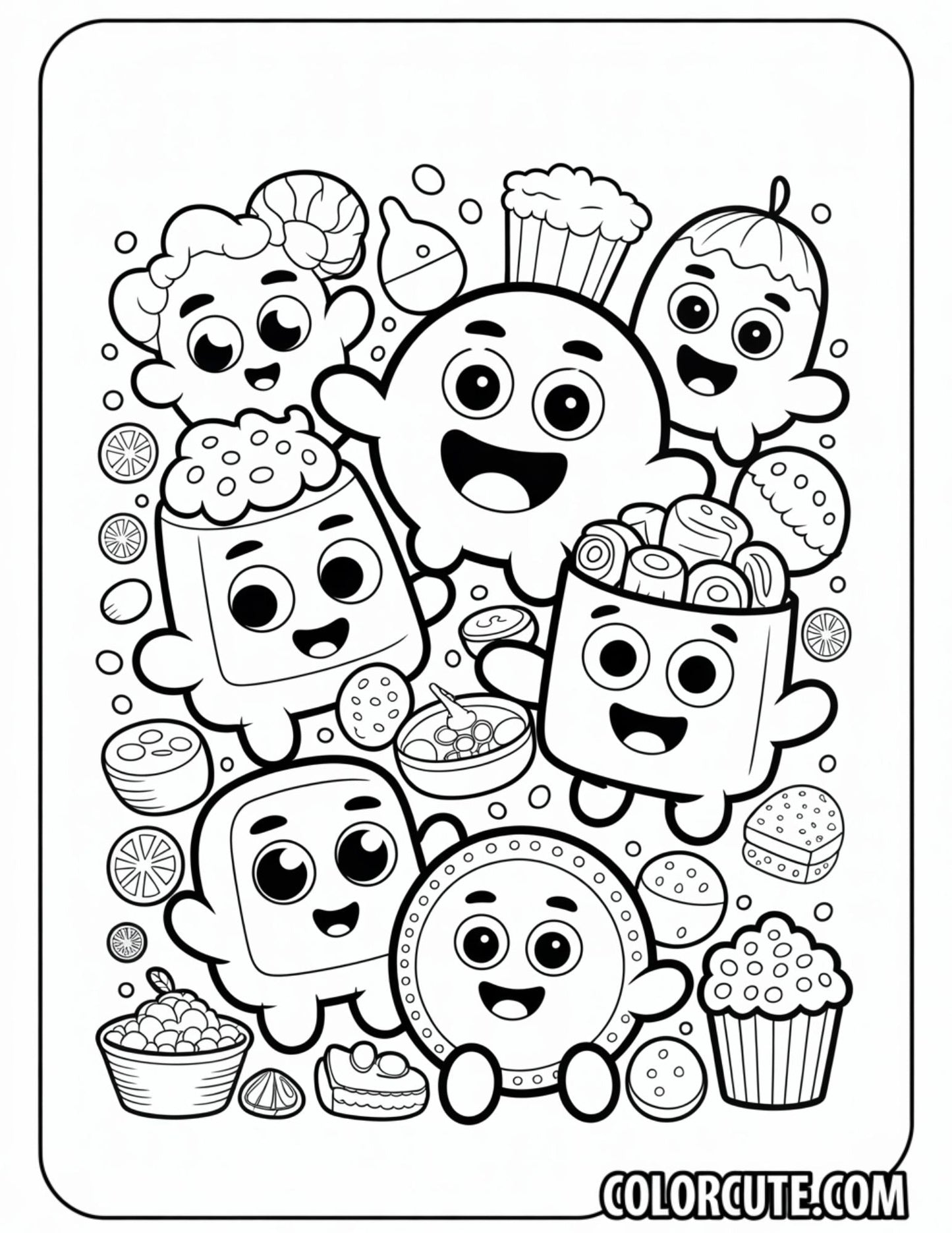 Food Cozy Friends Coloring Pages | Free PDF Printables