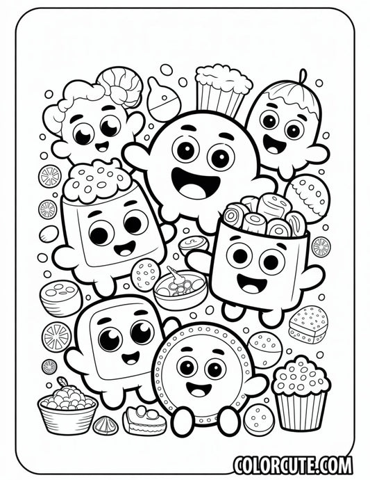 Food Cozy Friends Coloring Pages | Free PDF Printables